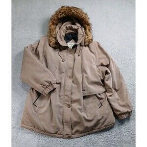 Fitz Wright Polyester Removable Hoodie Jacket Coat Faux Fur Hood VTG 80s 2XL EUC